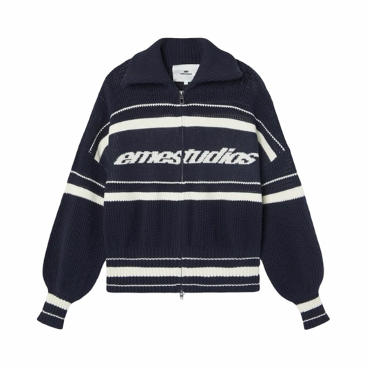 EME STUDIOS UNIT NAVY KNIT ZIPPER